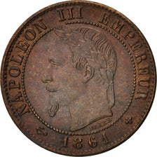 France, Napoleon III, Centime, 1861, Strasbourg, AU(50-53), KM 795.2, Gadoury 87