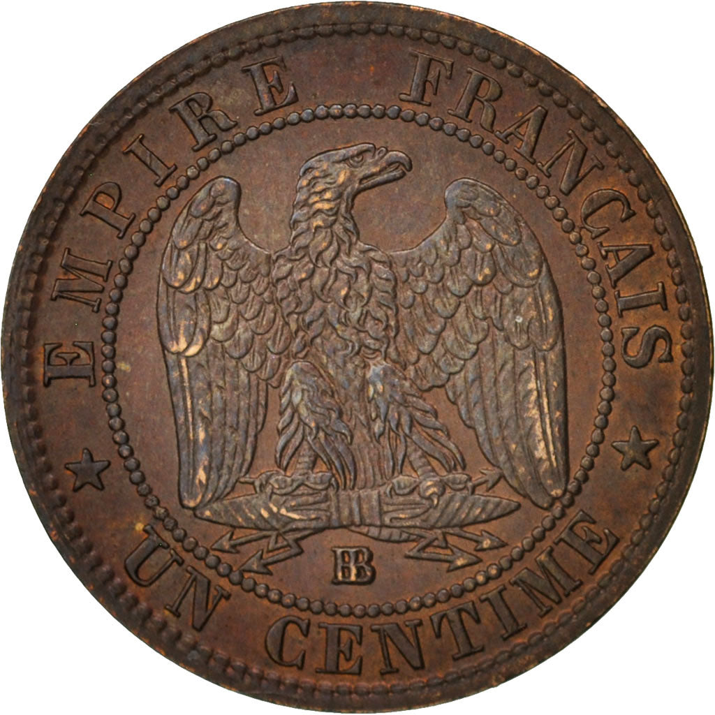 France, Napoleon III, Centime, 1861, Strasbourg, AU(50-53), KM 795.2, Gadoury 87