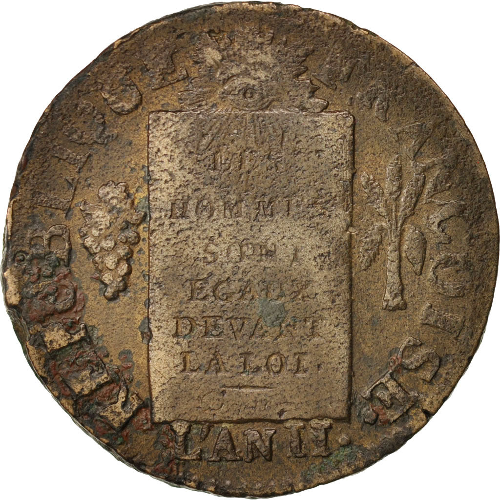 Coin, France, Sol aux balances françoise, Sol, 1793, Lille, VF(20-25), Bronze