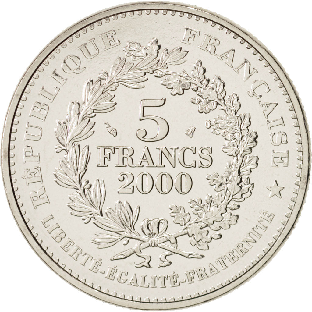 France, Denier de Charlemagne, 5 Francs, 2000, Paris, MS(64),KM 1223,Gadoury 779