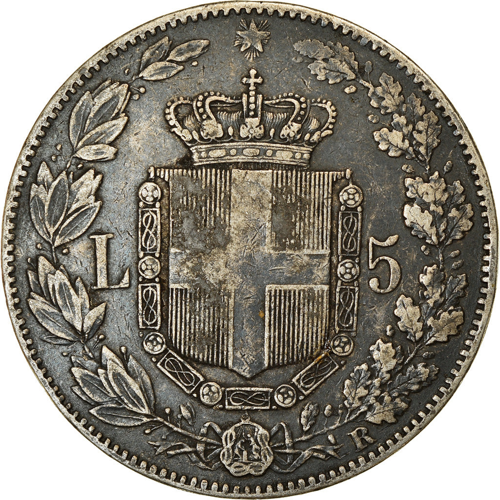 Coin, Italy, Umberto I, 5 Lire, 1879, Rome, EF(40-45), Silver, KM:20