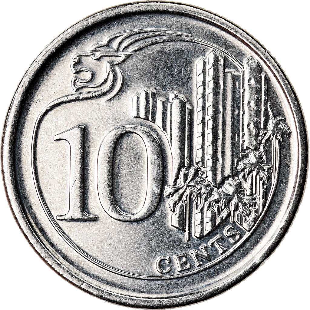 Moneta, Singapur, 10 Cents, 2016, EF(40-45), Miedź-Nikiel