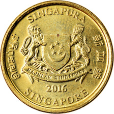 Moneda, Singapur, 5 Cents, 2016, Singapore Mint, MBC+, Plata, KM:New