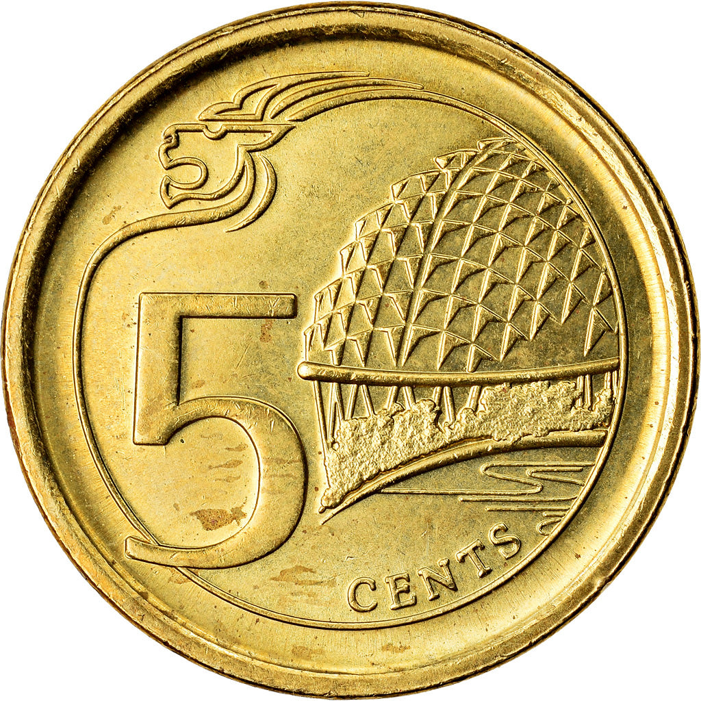 Coin, Singapore, 5 Cents, 2016, Singapore Mint, AU(50-53), Silver, KM:New