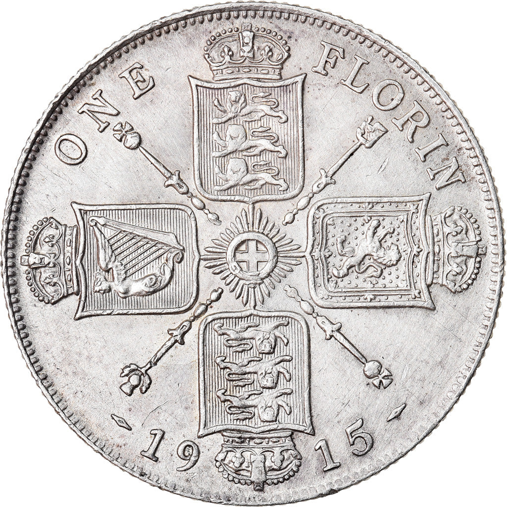 Monnaie, Grande-Bretagne, George V, Florin, Two Shillings, 1915, TTB+, Argent