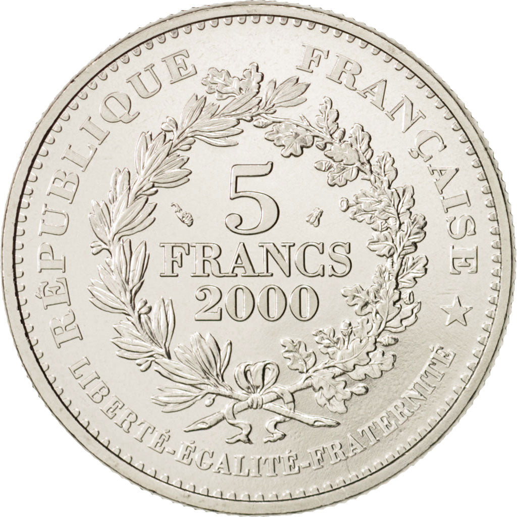 France, Écu de Saint Louis, 5 Francs, 2000, Paris, MS(64), KM 1224,Gadoury 780