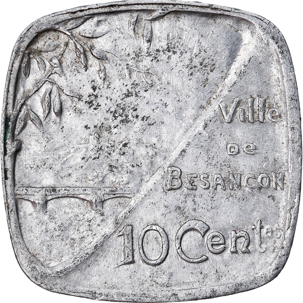 Moeda, França, Ville de Besançon, Besançon, 10 Centimes, 1917, AU(50-53)