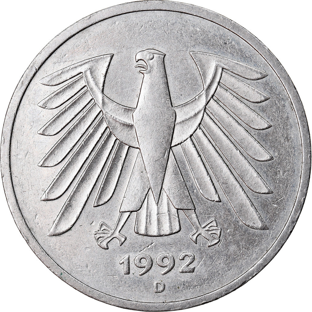 Coin, GERMANY - FEDERAL REPUBLIC, 5 Mark, 1992, Munich, EF(40-45), Copper-Nickel
