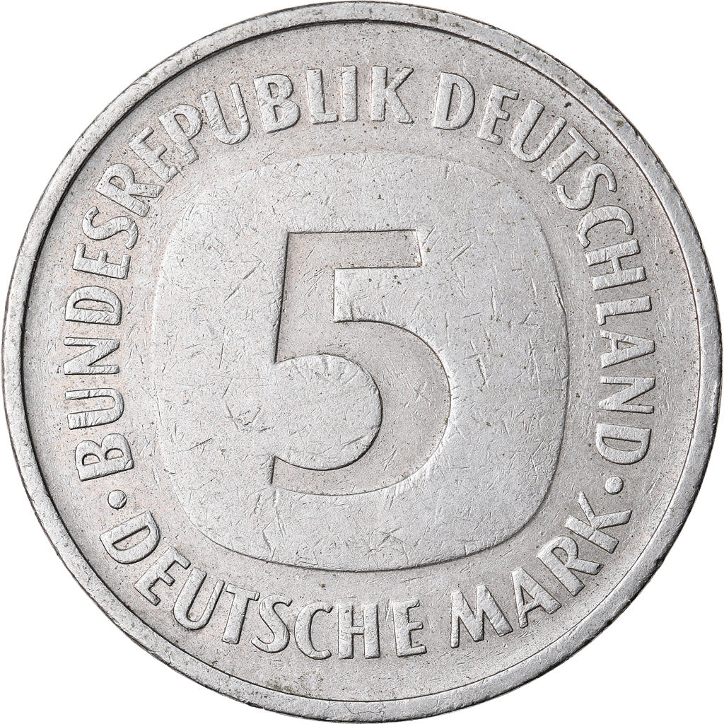 Coin, GERMANY - FEDERAL REPUBLIC, 5 Mark, 1980, Karlsruhe, EF(40-45)