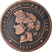Monnaie, France, Cérès, 10 Centimes, 1881, Paris, TB+, Bronze, Gadoury:265a