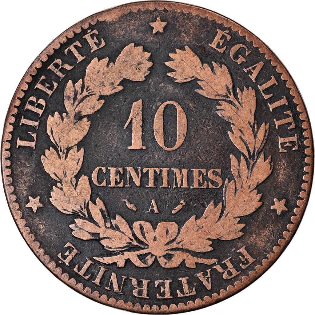 Monnaie, France, Cérès, 10 Centimes, 1881, Paris, TB+, Bronze, Gadoury:265a