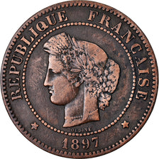 Munten, Frankrijk, Cérès, 5 Centimes, 1897, Paris, ZF, Bronze, KM:821.1
