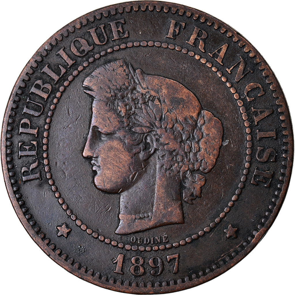 Coin, France, Cérès, 5 Centimes, 1897, Paris, VF(30-35), Bronze, KM:821.1