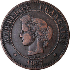 Coin, France, Cérès, 5 Centimes, 1897, Paris, VF(30-35), Bronze, KM:821.1