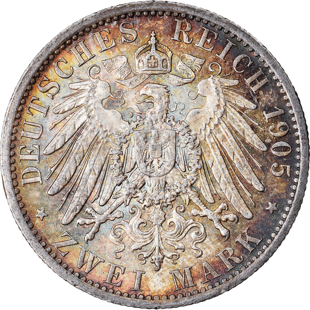 Coin, German States, PRUSSIA, Wilhelm II, 2 Mark, 1905, Berlin, AU(55-58)