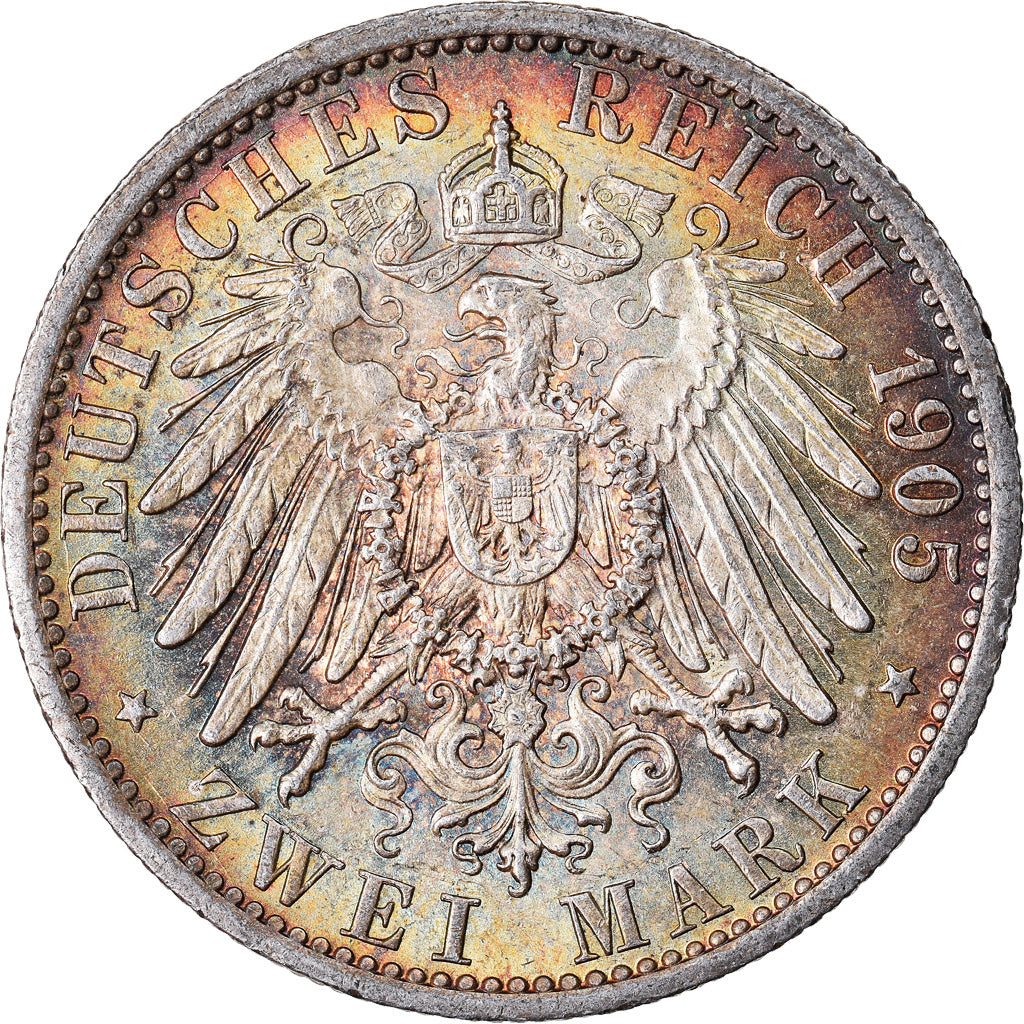 Coin, German States, PRUSSIA, Wilhelm II, 2 Mark, 1905, Berlin, MS(60-62)