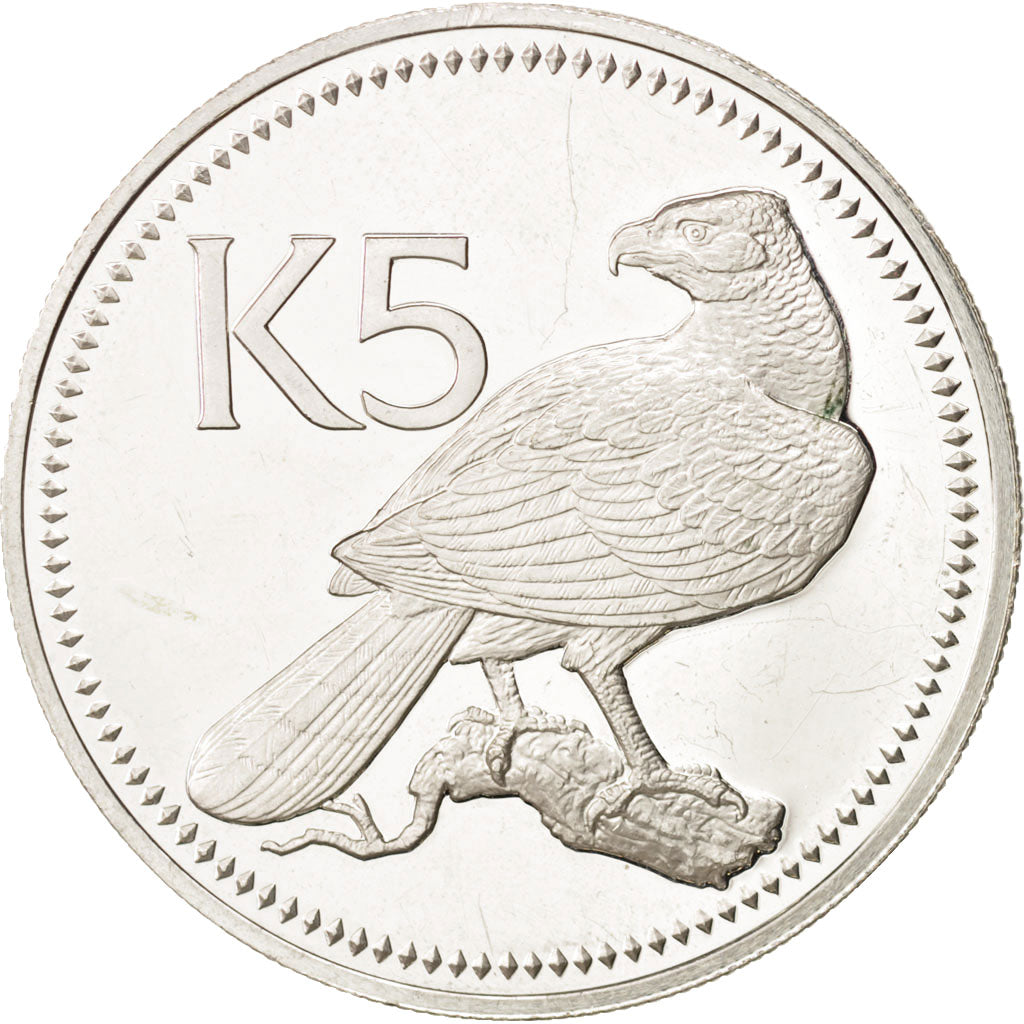 Papua New Guinea, 5 Kina, 1975, Franklin Mint, AU(55-58), Silver, KM:7a