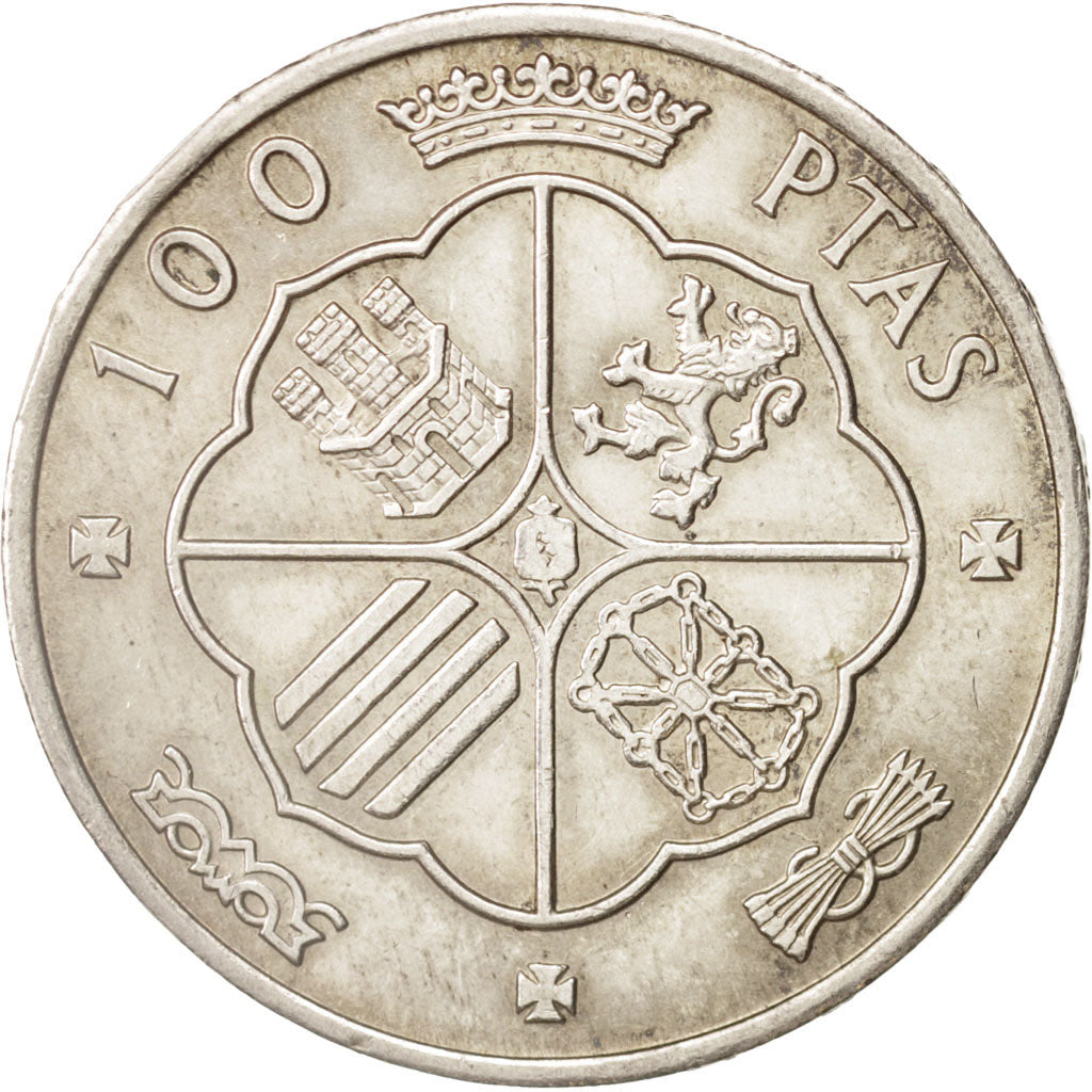 Spain, Caudillo and regent, 100 Pesetas, 1966, AU(50-53), Silver, KM:797