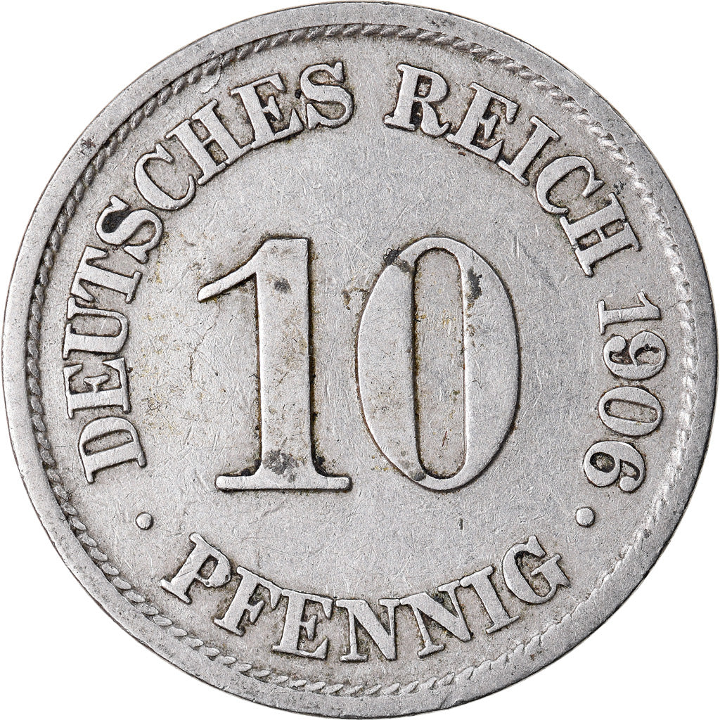 Monnaie, GERMANY - EMPIRE, Wilhelm II, 10 Pfennig, 1906, Berlin, TB+