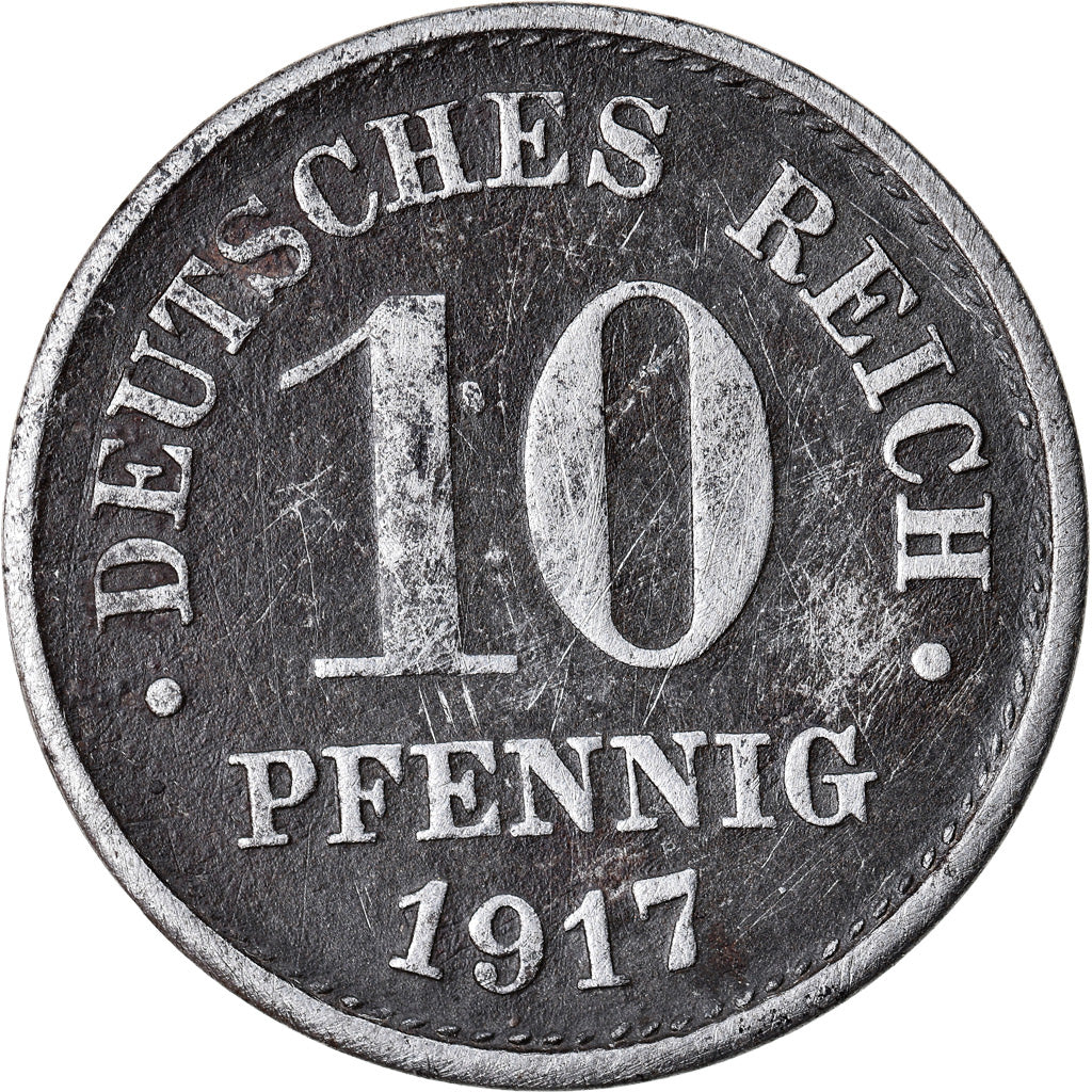 Moneta, GERMANIA - IMPERO, 10 Pfennig, 1917, Stuttgart, BB, Ferro, KM:20