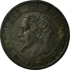 Frankrijk, Napoleon III, 1 Centime, 1855, Lille, ancre, Bronzen, PR, Gadoury:86