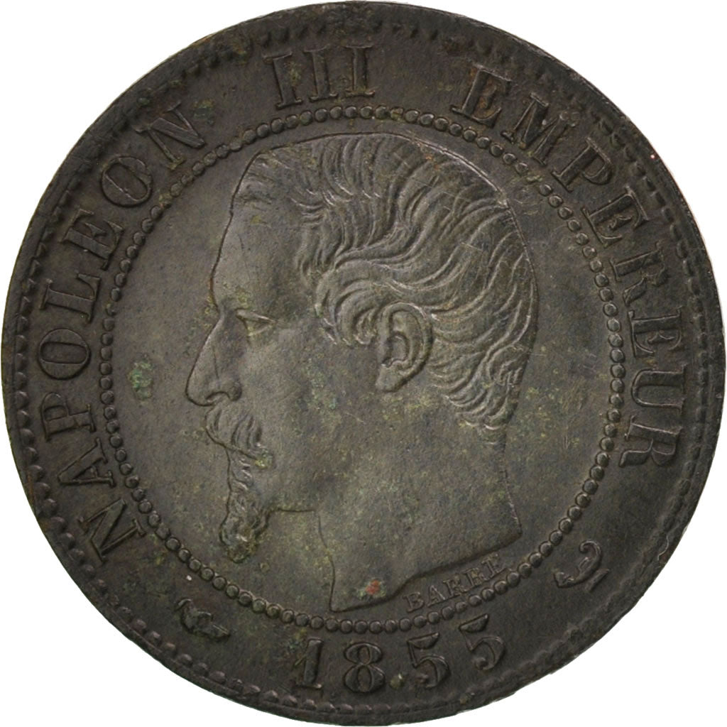 France, Napoleon III,Centime, 1855, Lille, EF(40-45), Bronze,KM 775.7,Gadoury 86