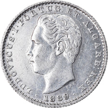 Coin, Portugal, Luiz I, 100 Reis, 1889, AU(50-53), Silver, KM:510