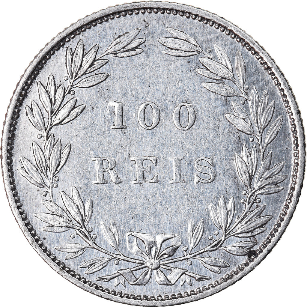 Coin, Portugal, Luiz I, 100 Reis, 1889, AU(50-53), Silver, KM:510