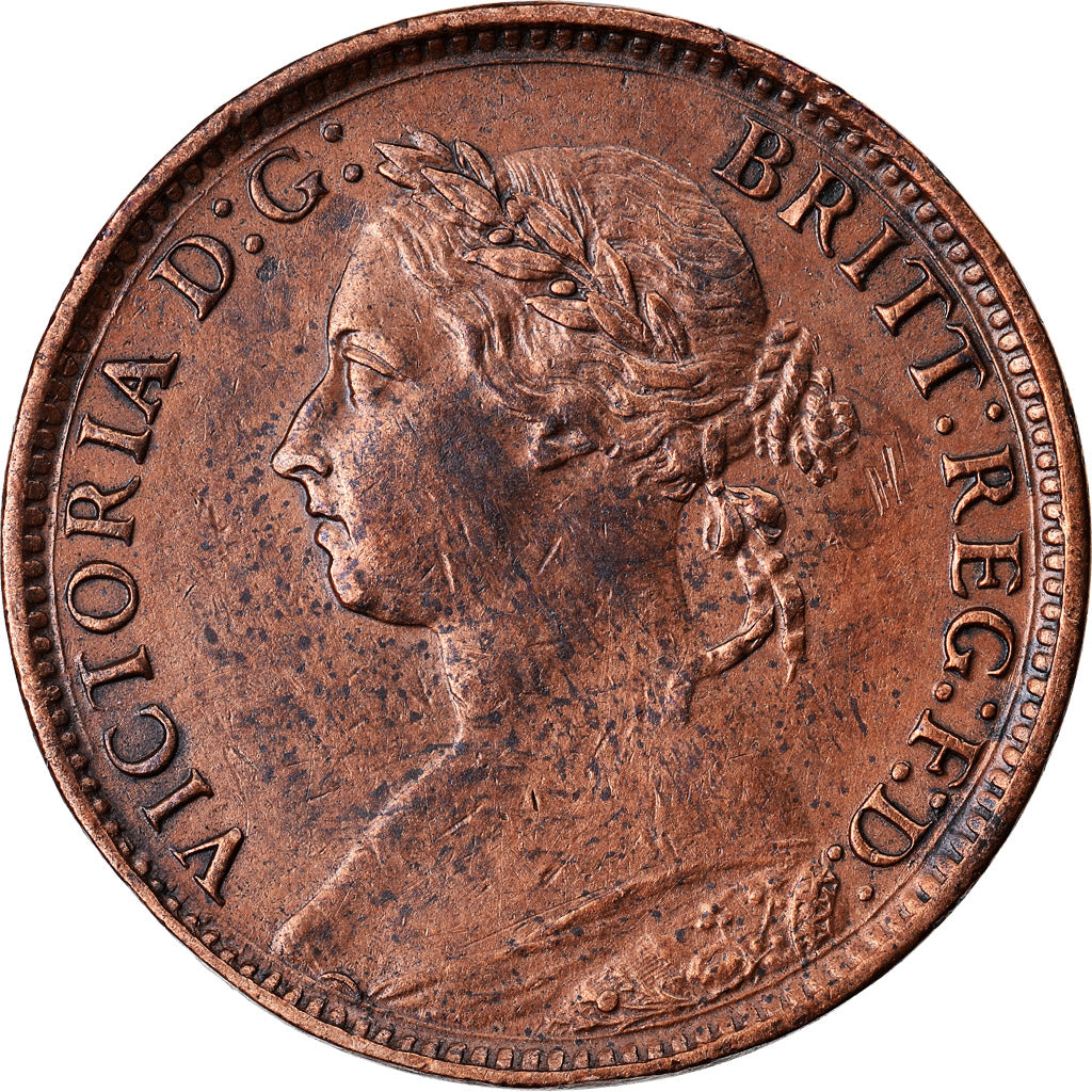 Coin, Great Britain, Victoria, Farthing, 1884, AU(55-58), Bronze, KM:753