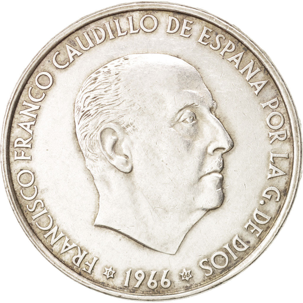 Spain, Caudillo and regent, 100 Pesetas, 1966, AU(50-53), Silver, KM:797