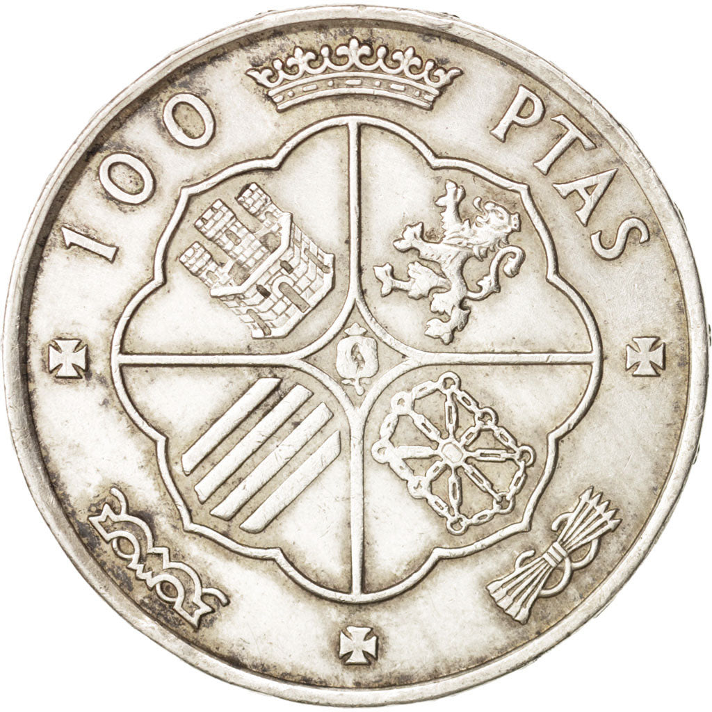 Spain, Caudillo and regent, 100 Pesetas, 1966, AU(50-53), Silver, KM:797