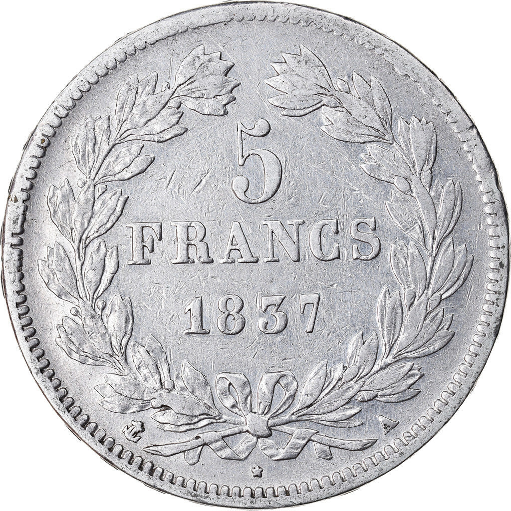 Monnaie, France, Louis-Philippe, 5 Francs, 1837, Paris, TB+, Argent