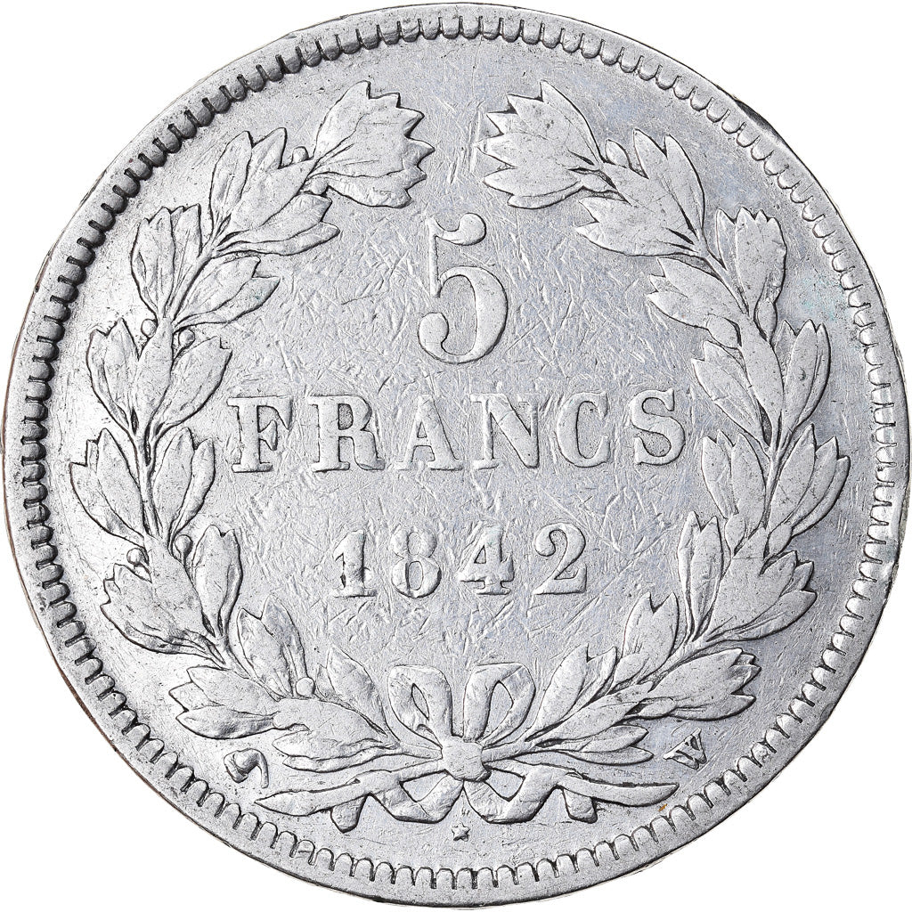 Coin, France, Louis-Philippe, 5 Francs, 1842, Lille, VF(30-35), Silver