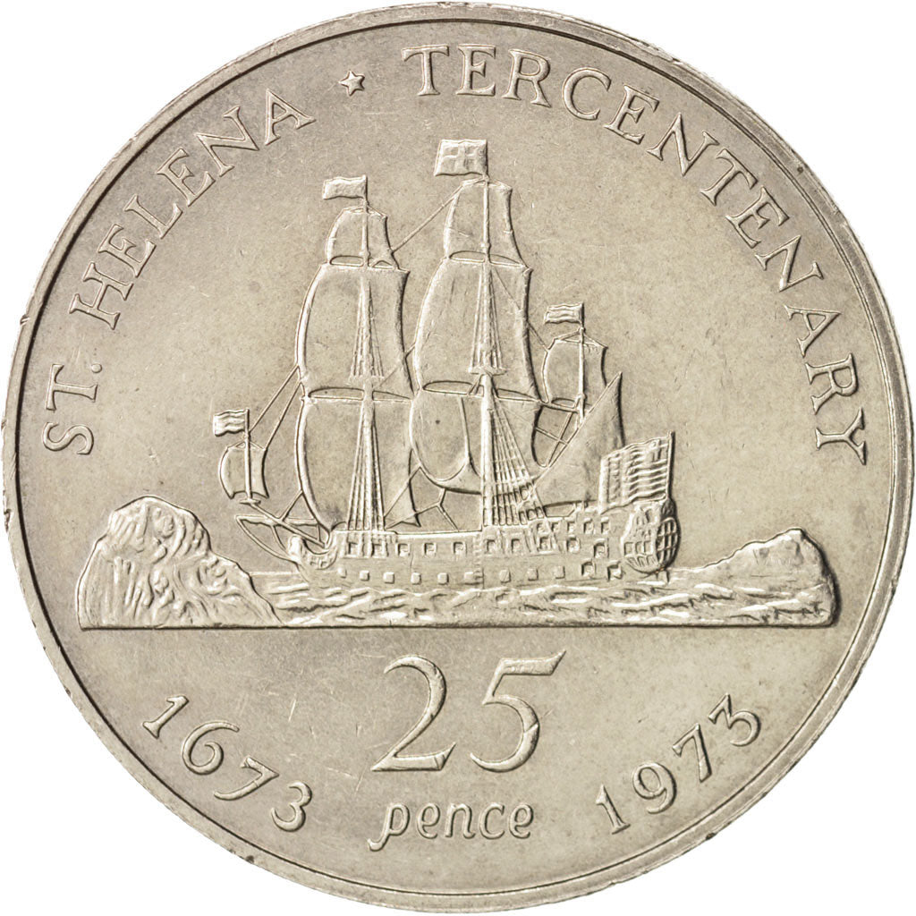 Saint Helena, Elizabeth II, 25 Pence, Crown, 1973, AU(55-58), Copper-nickel,KM 5