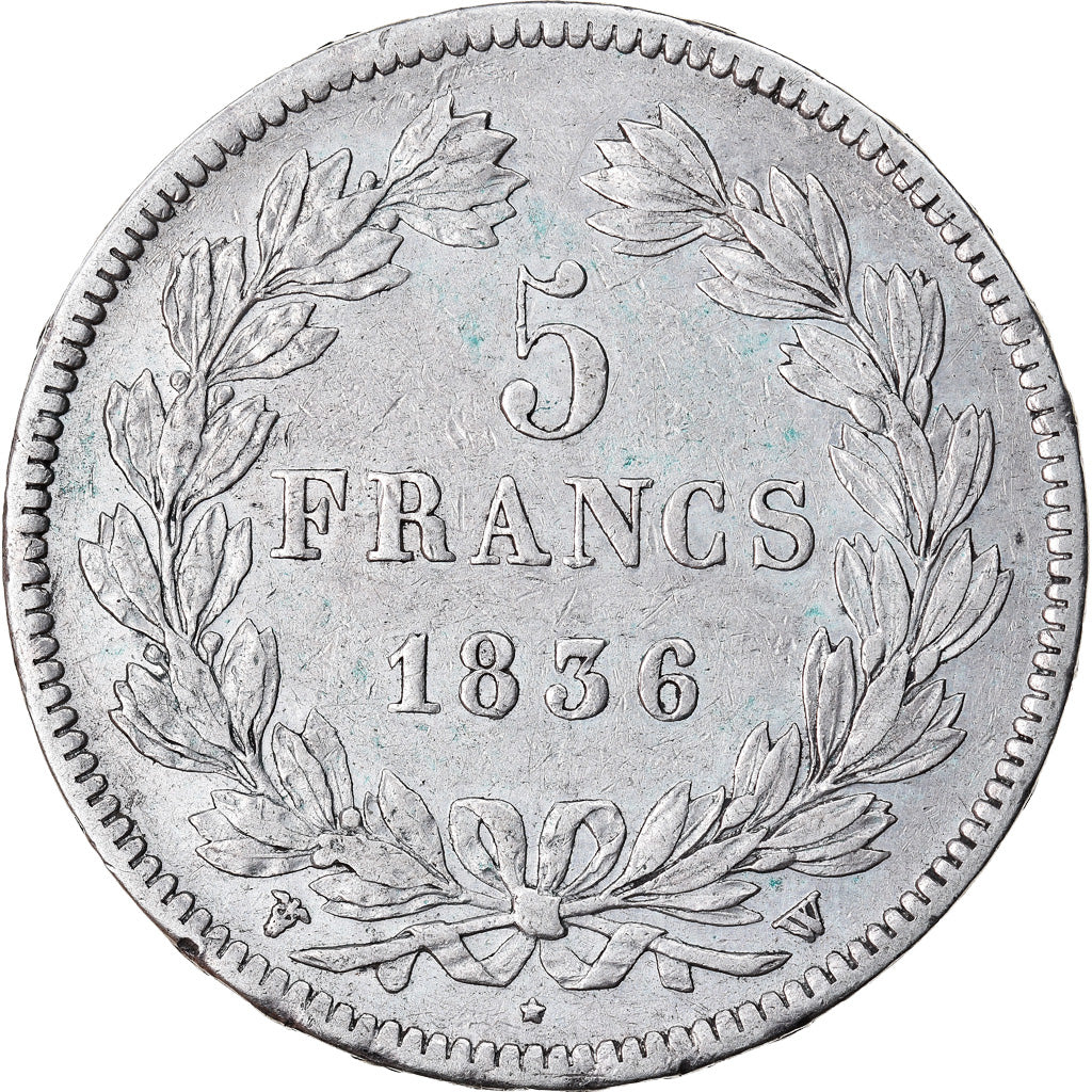 Monnaie, France, Louis-Philippe, 5 Francs, 1836, Lille, TTB, Argent