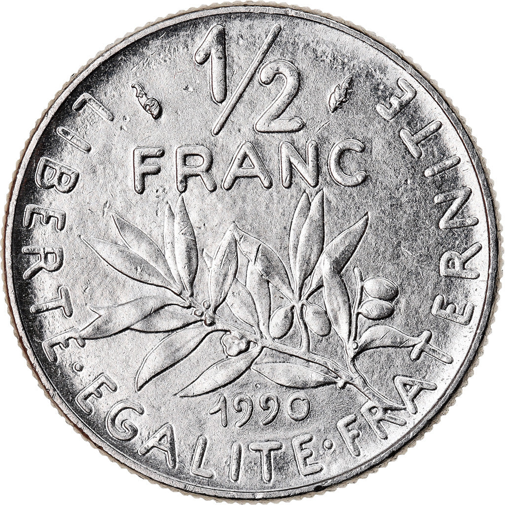Munten, Frankrijk, Semeuse, 1/2 Franc, 1990, Paris, PR, Nickel, KM:931.1
