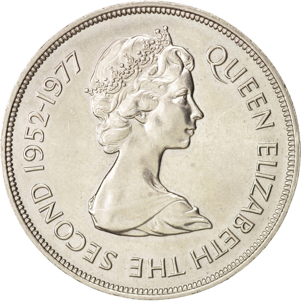 Gibraltar, Elizabeth II, 25 New Pence, 1977, AU(55-58), Copper-nickel, KM:10