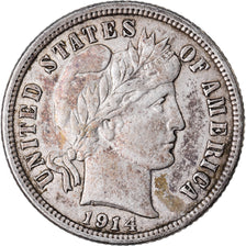 Coin, United States, Barber Dime, Dime, 1914, U.S. Mint, Philadelphia