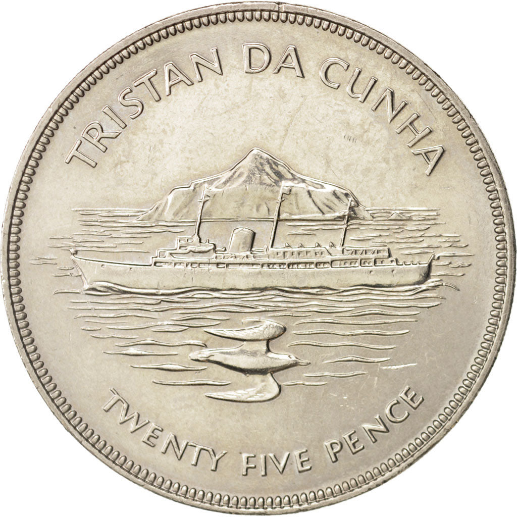 Tristan Da Cunha, Elizabeth II, 25 Pence, 1977, SUP, Copper-nickel, KM:1