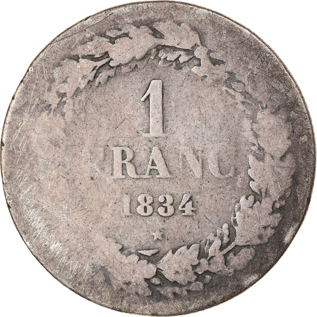 Coin, Belgium, Leopold I, Franc, 1834, Bruxelles, F(12-15), Silver, KM:7.1