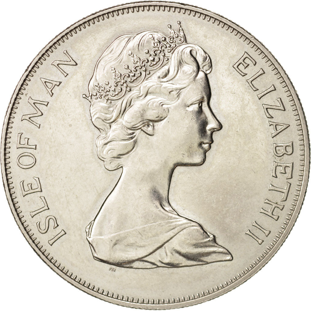 Isle of Man, Elizabeth II, Crown, 1977,Pobjoy Mint,AU(55-58),Copper-nickel,KM 41