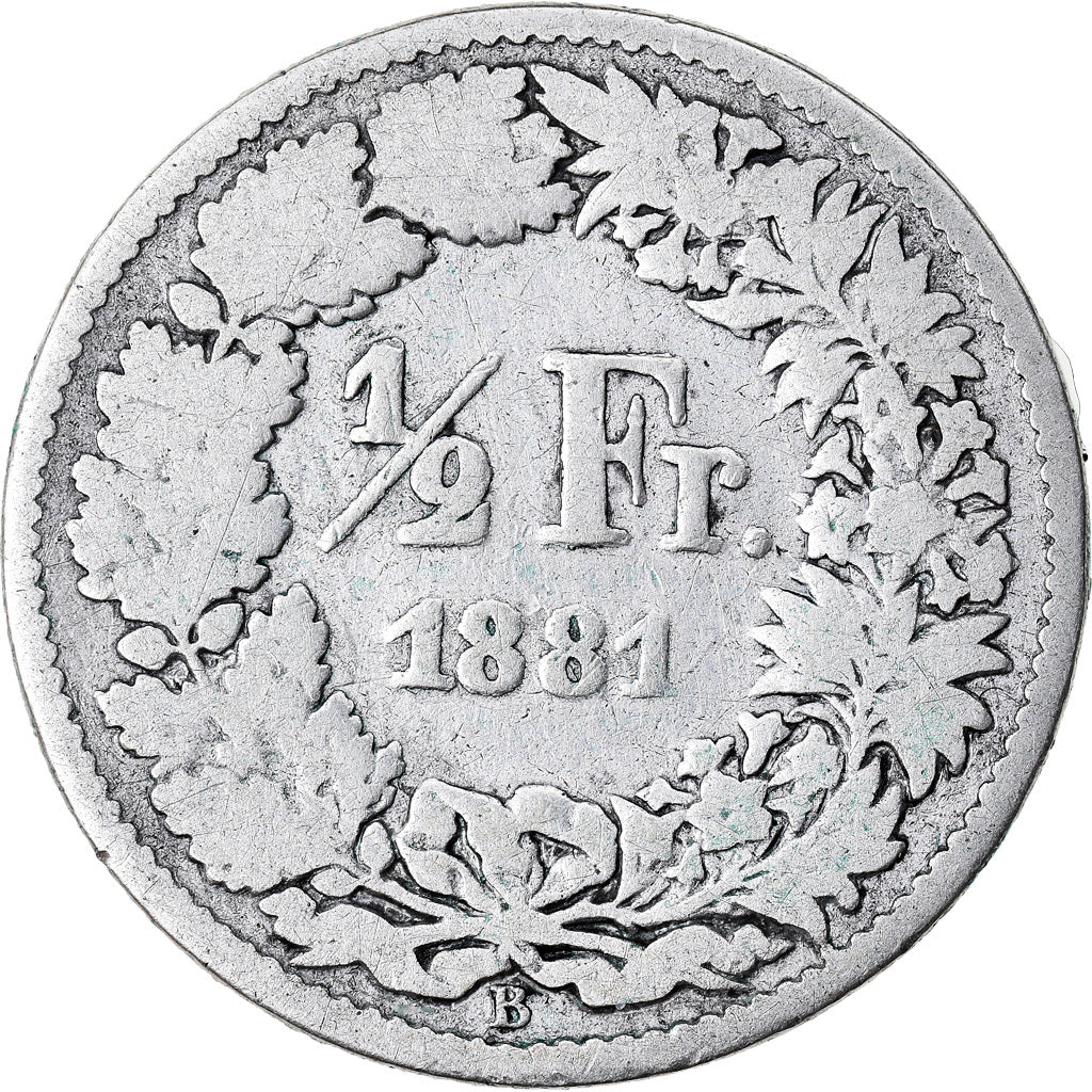 Coin, Switzerland, 1/2 Franc, 1881, Bern, F(12-15), Silver, KM:23
