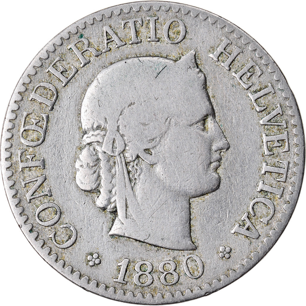 Monnaie, Suisse, Victoria, 10 Rappen, 1880, Bern, Ottawa, TB, Copper-nickel