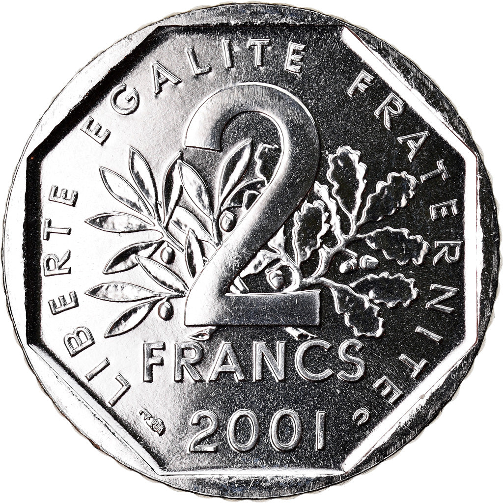 Coin, France, Semeuse, 2 Francs, 2001, BU, MS(65-70), Nickel, KM:942.2