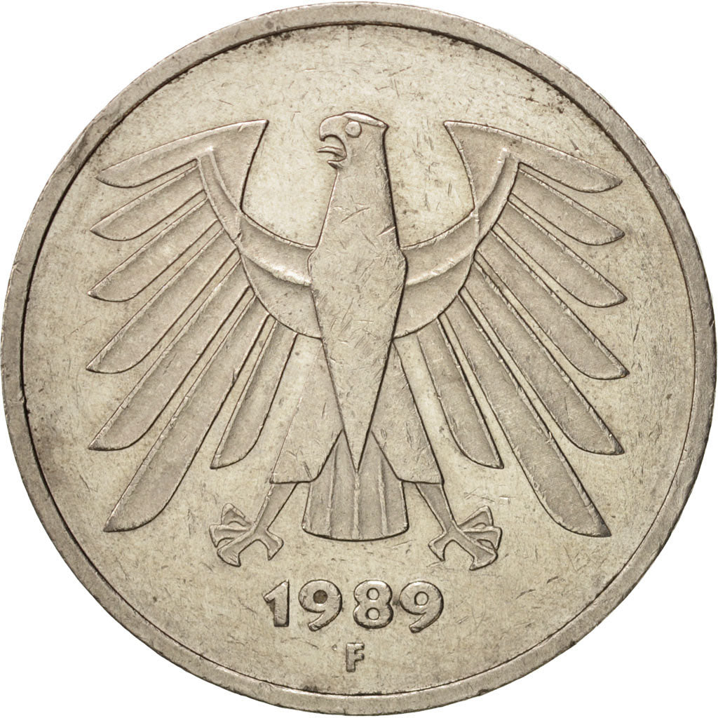 Bundesrepublik Deutschland, 5 Mark,1989,Stuttgart,AU(50-53),Copper-Nickel,KM 110