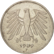Bundesrepublik Deutschland, 5 Mark,1989,Stuttgart,AU(50-53),Copper-Nickel,KM 110
