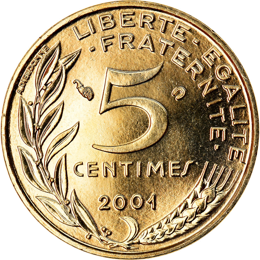 Coin, France, Marianne, 5 Centimes, 2001, Paris, BU, MS(65-70), Aluminum-Bronze
