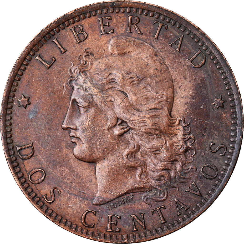 Coin, Argentina, 2 Centavos, 1892, AU(50-53), Bronze, KM:33