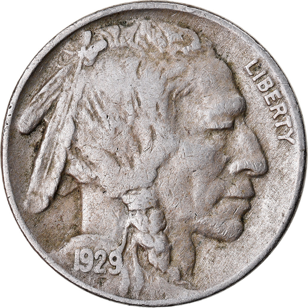 Monnaie, États-Unis, Buffalo Nickel, 5 Cents, 1929, U.S. Mint, Philadelphie