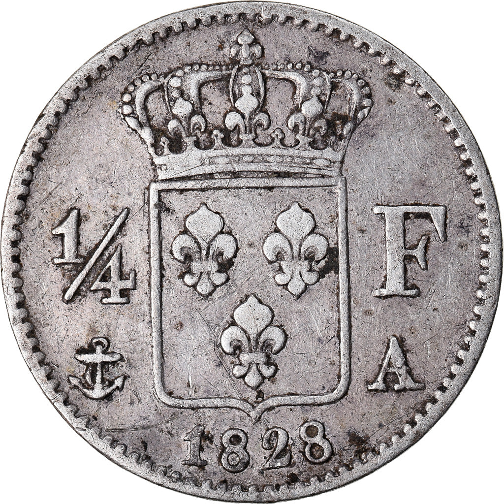 Monnaie, France, Charles X, 1/4 Franc, 1828, Paris, TTB, Argent, Gadoury:353